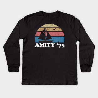 Amity Beach '75 - The Summer of Jaws Kids Long Sleeve T-Shirt